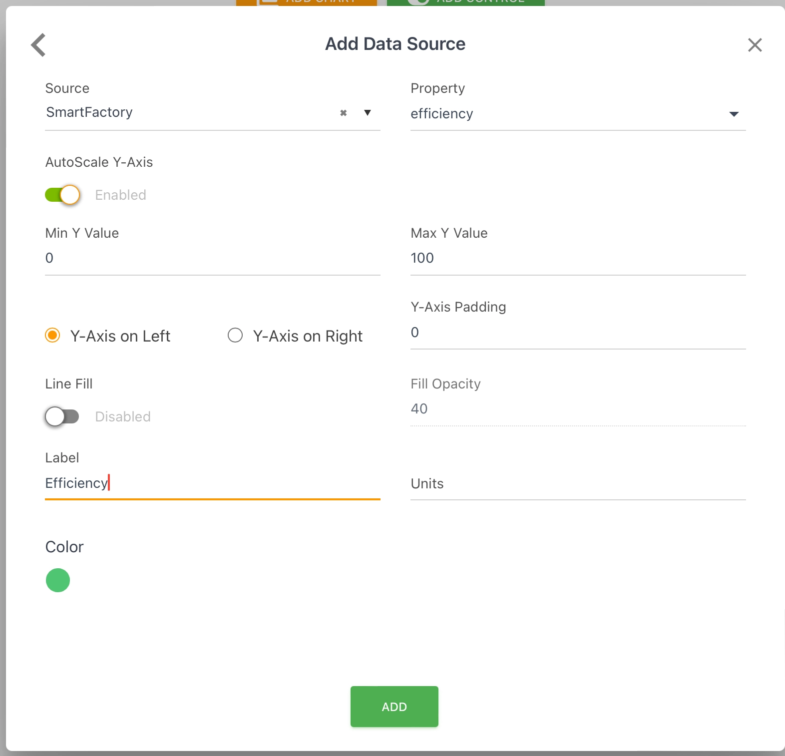 Line Chart Data Source Configuration