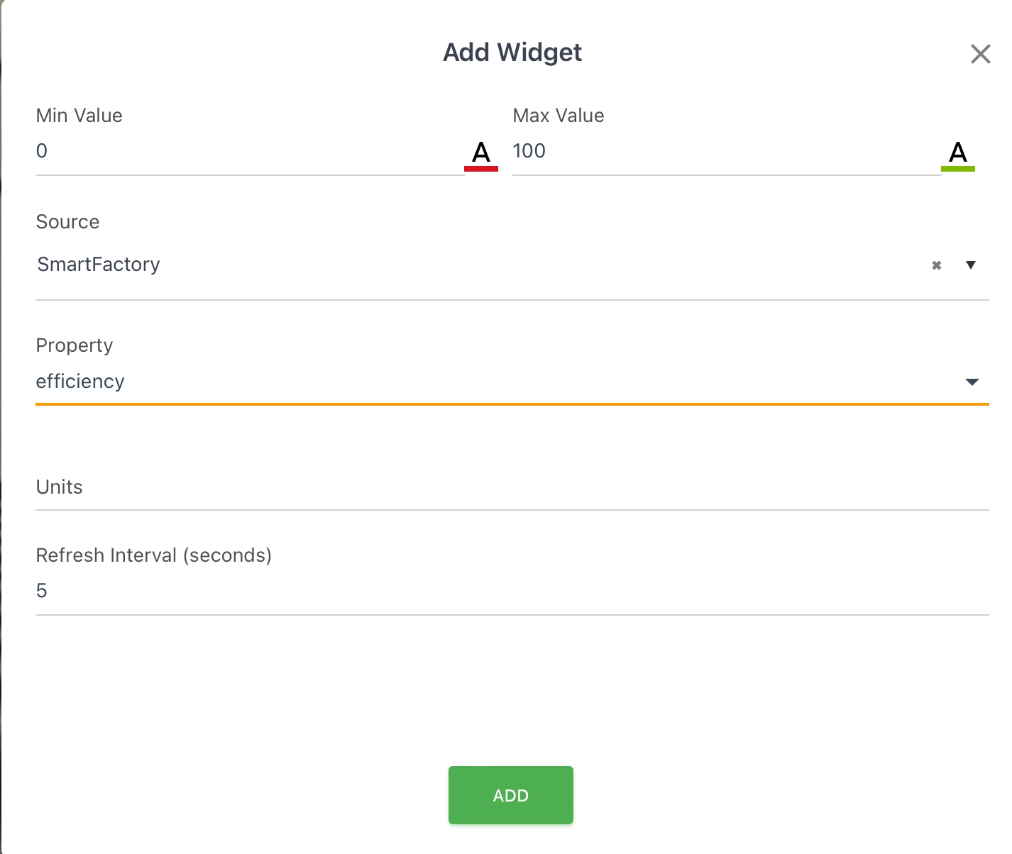 Gauge Widget Configuration