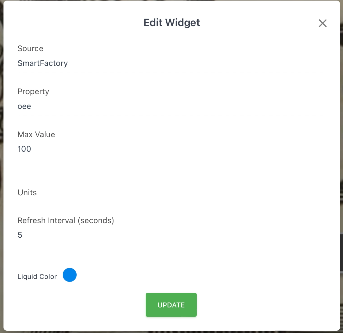 Liquid Level Widget Configuration