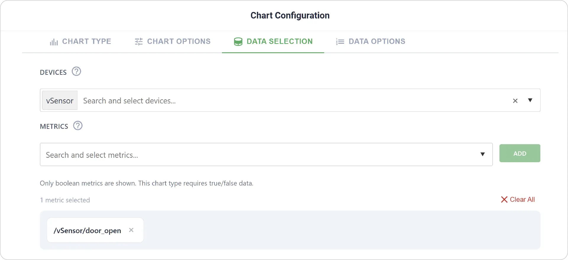 Events Chart Data Selection