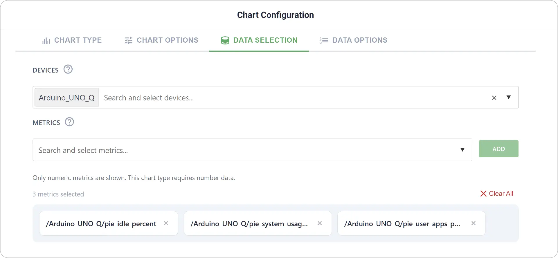 Pie Chart Data Selection