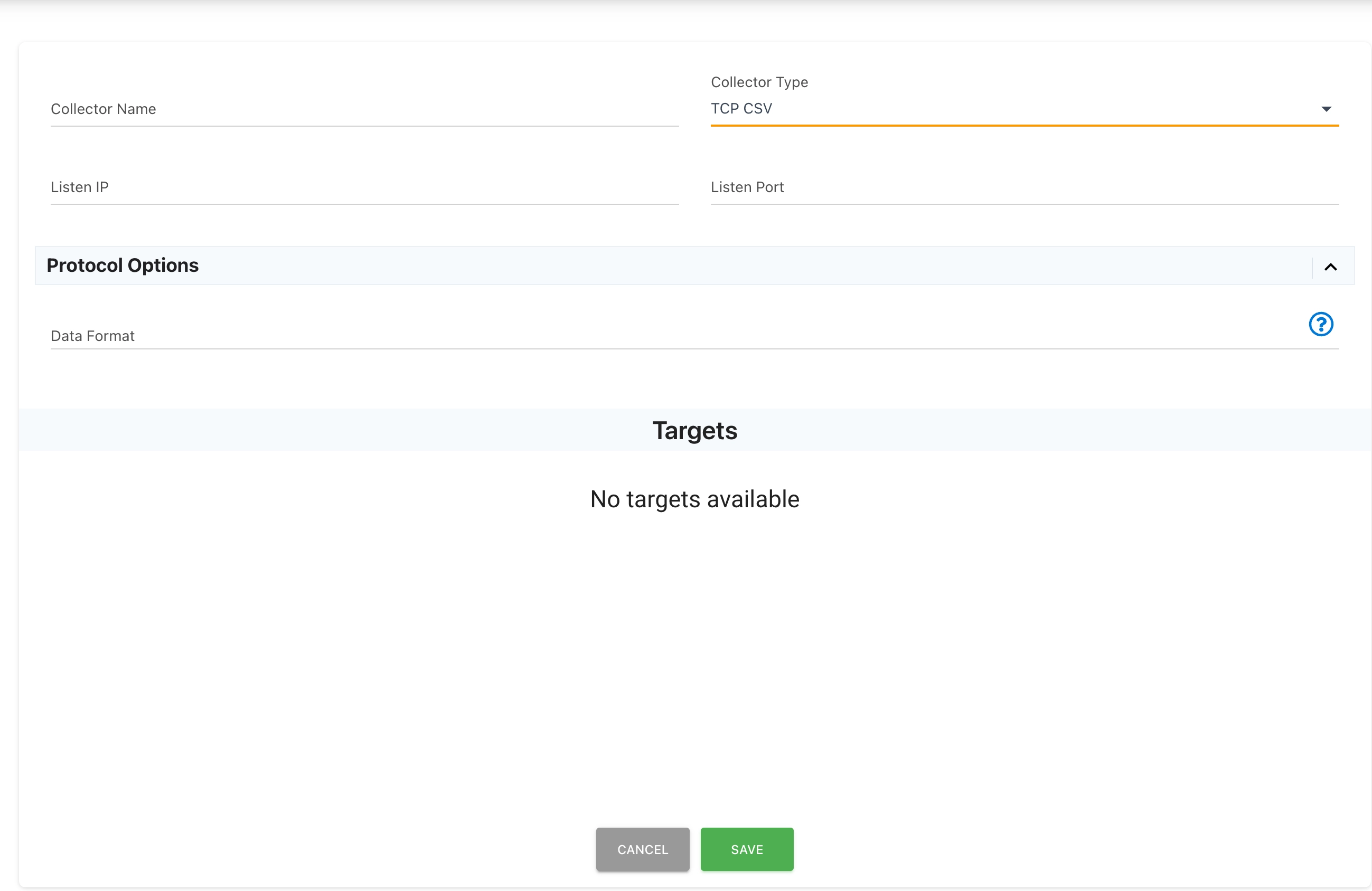 JEDI TCP-CSV Data Collector Configuration
