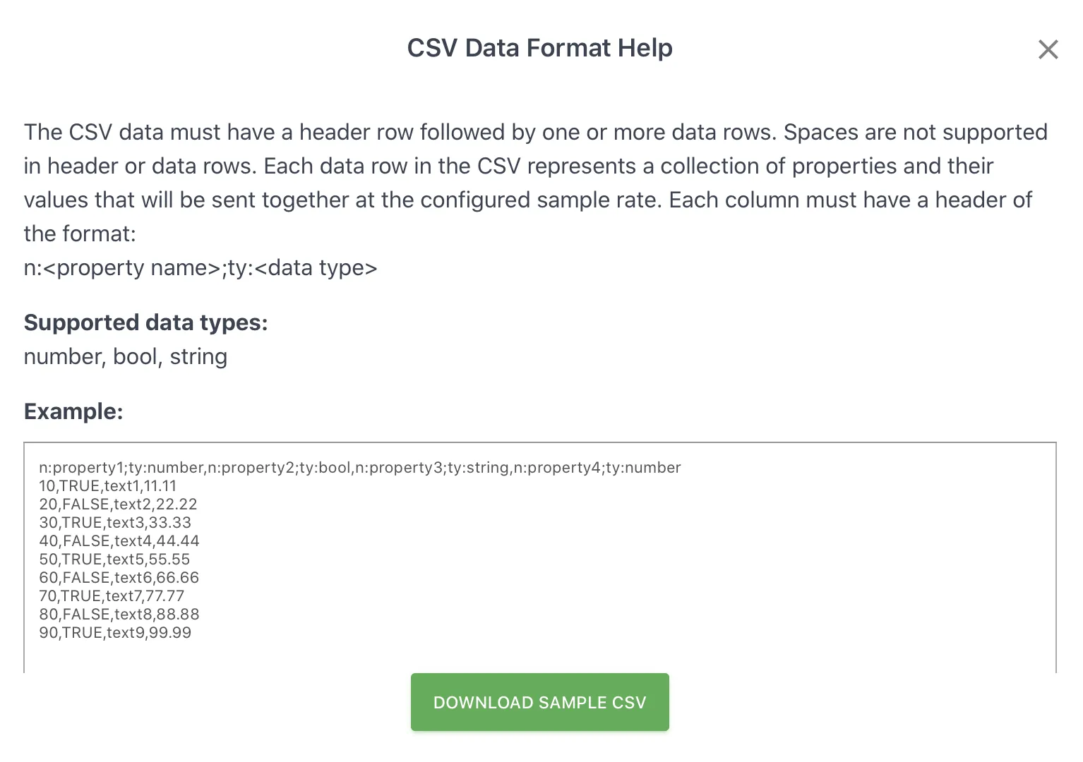 CSV Data Format Help