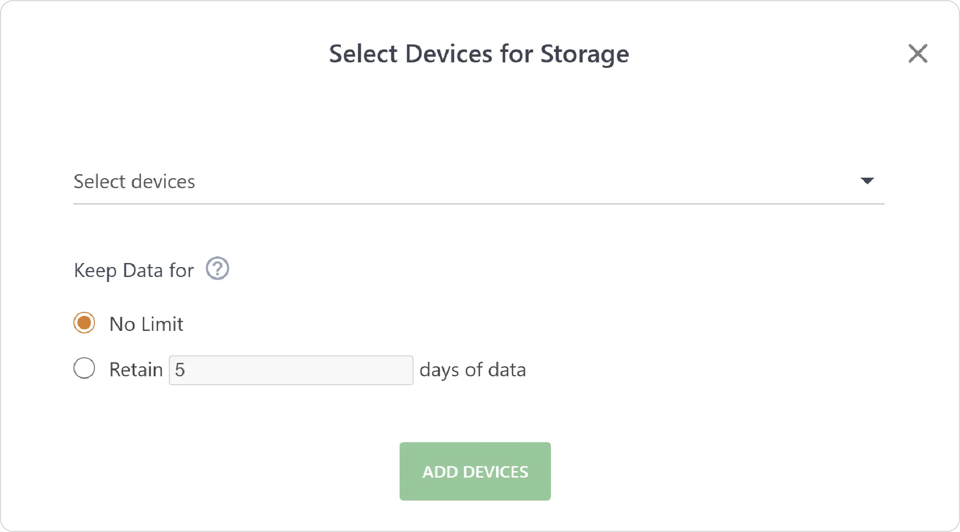 Select Devices for Storage