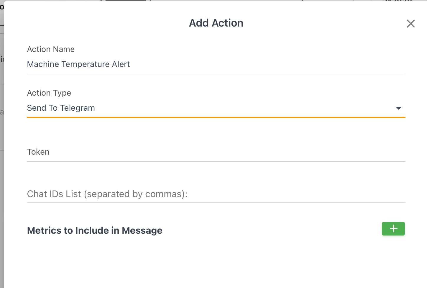Telegram Action Settings