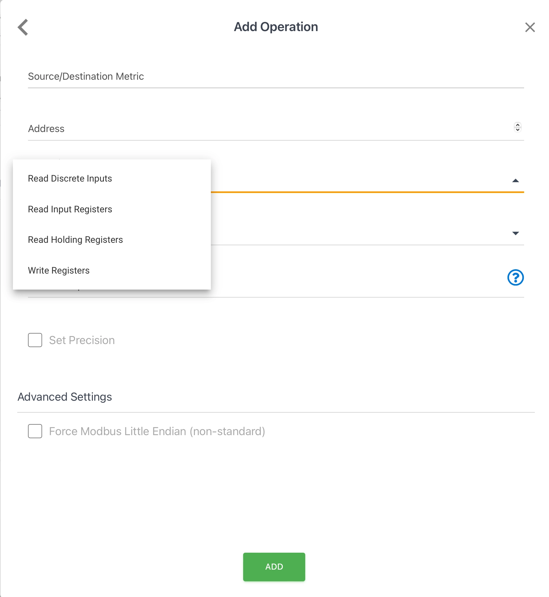 Supported Modbus Operations