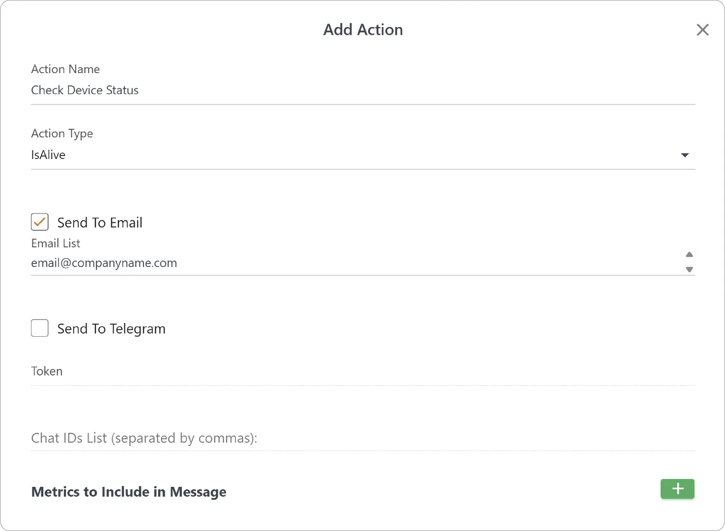 Configure IsAlive Action