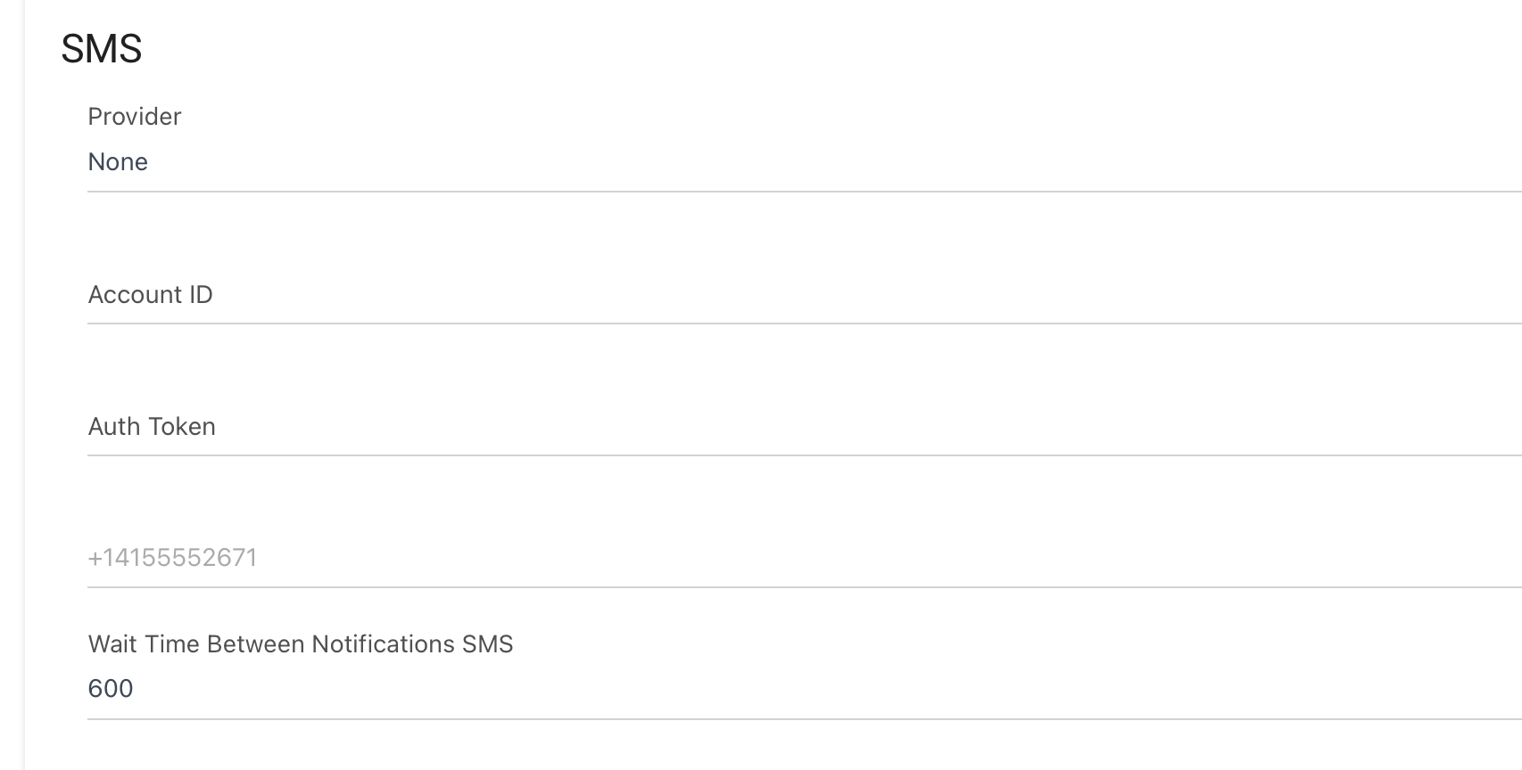 SMS Twilio Gateway Server Settings