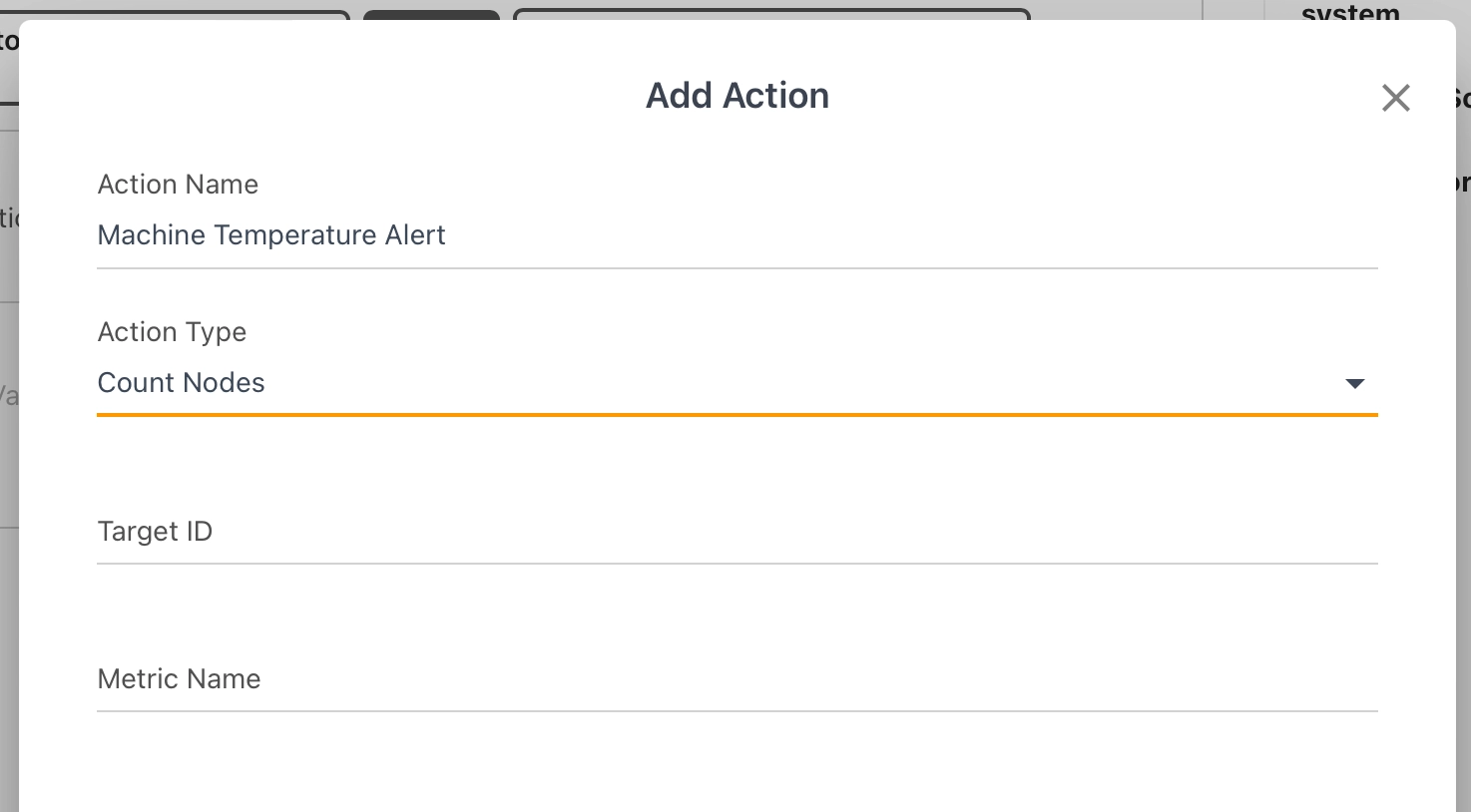 Count Nodes Action Settings