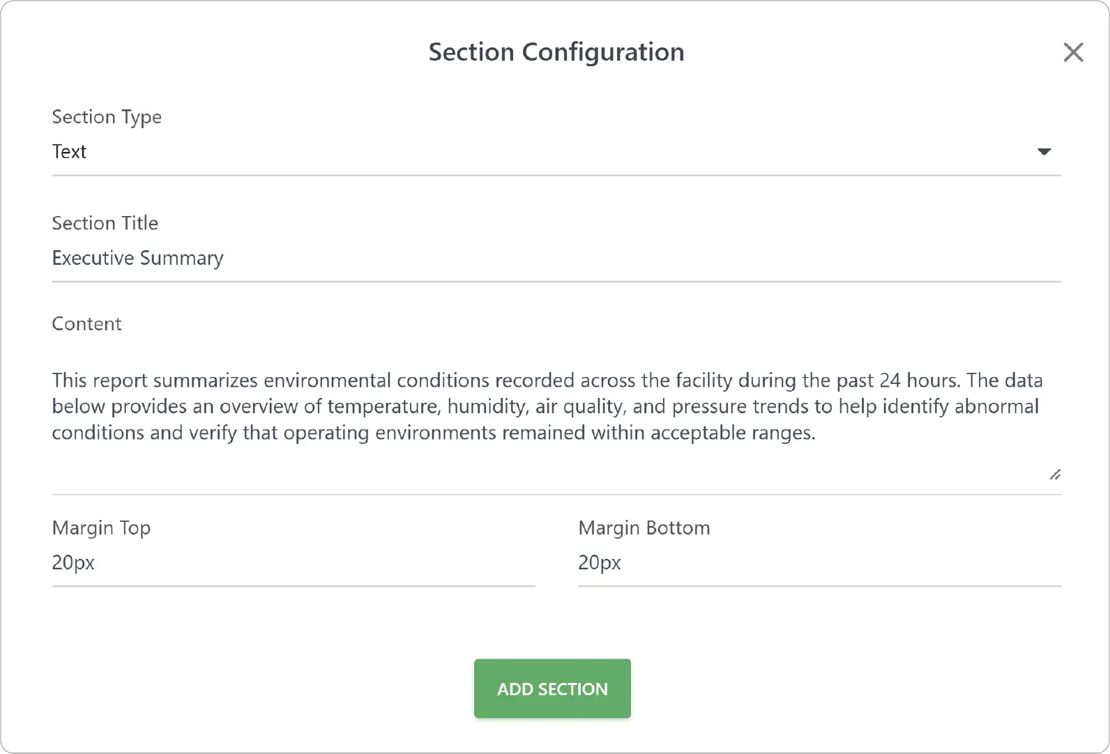 Add Text Section