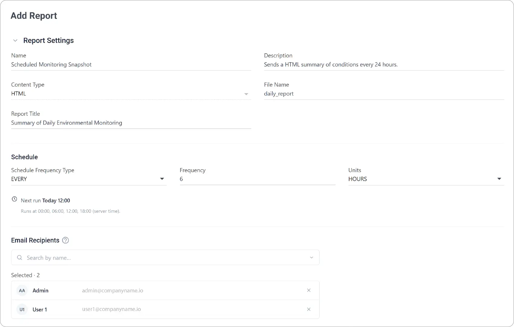 Configure Report Settings