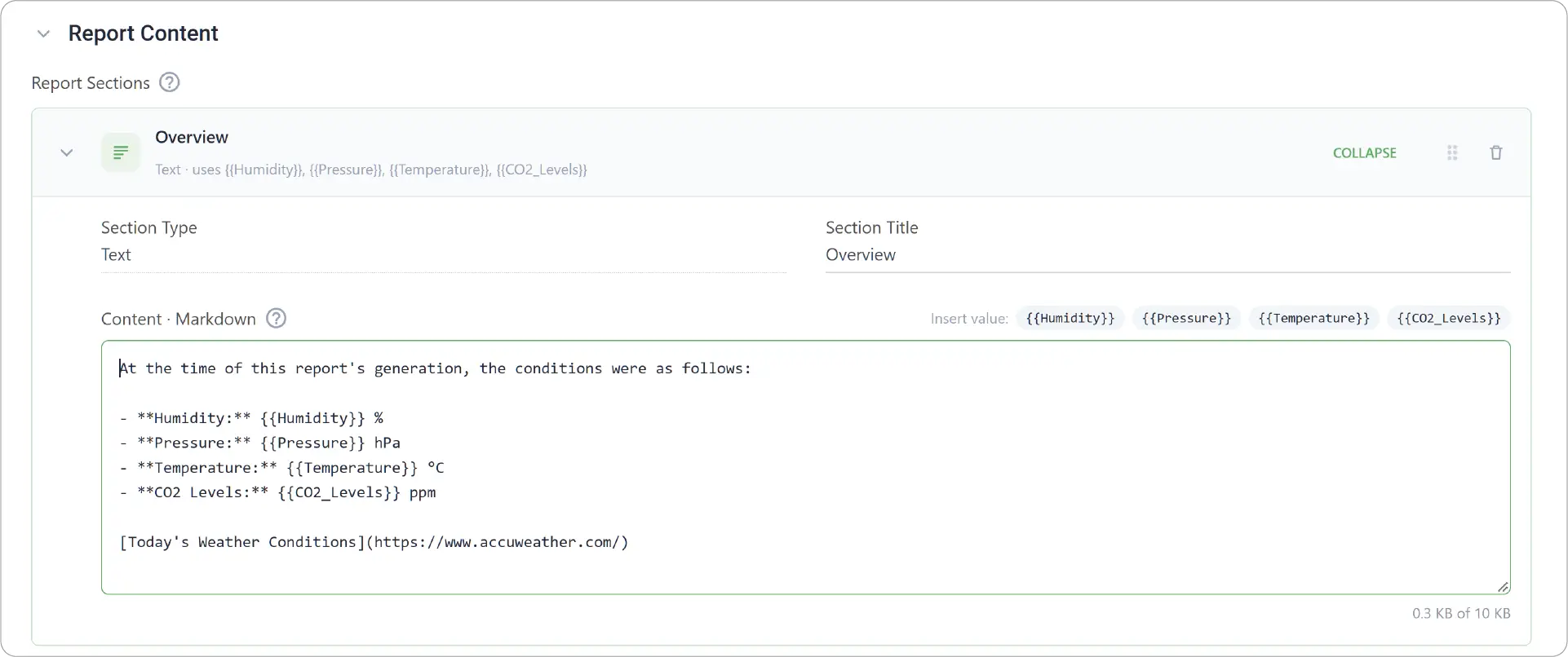 Add Text Section