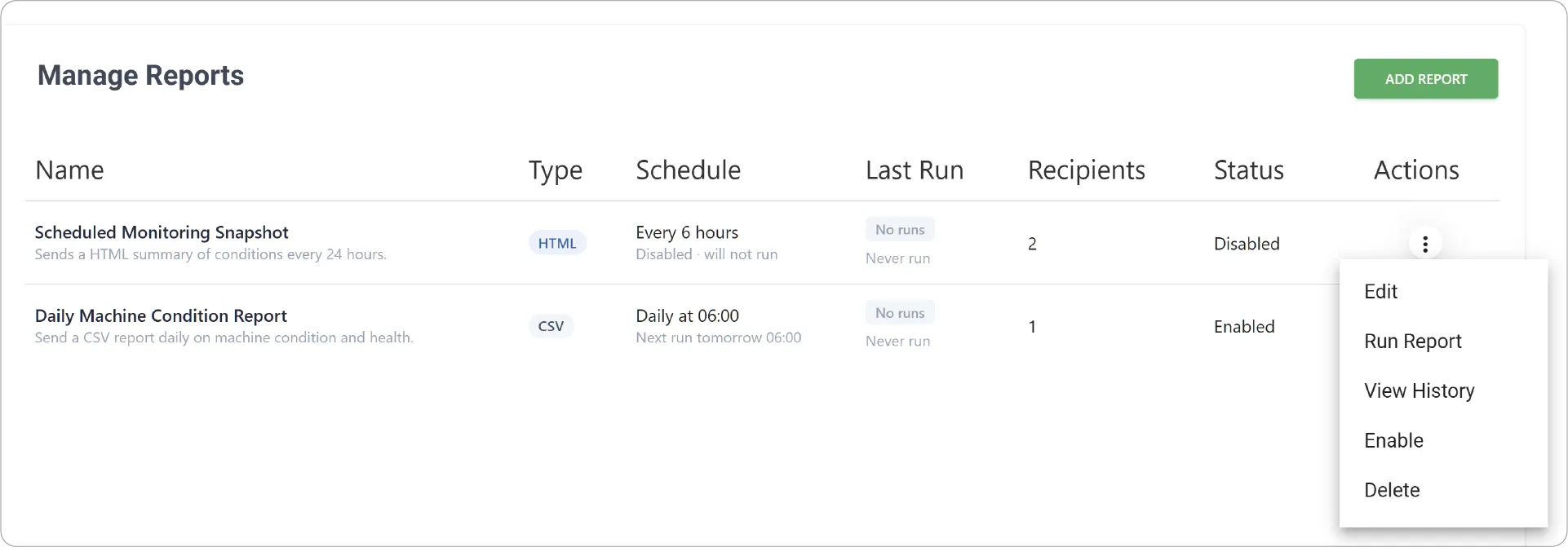 Report Actions